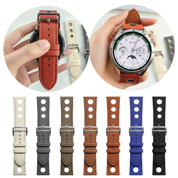 xDfind Flat-head Hole Palm Texture Vegan Leather Watch Band, 20mm