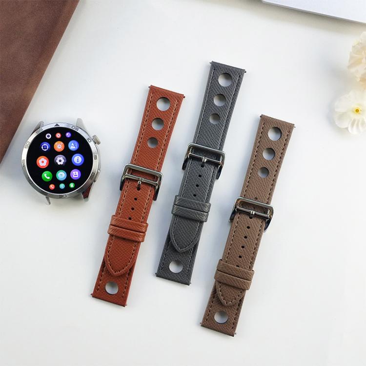 xDfind Flat-head Hole Palm Texture Vegan Leather Watch Band, 20mm