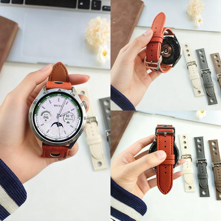 xDfind Flat-head Hole Palm Texture Vegan Leather Watch Band, 20mm