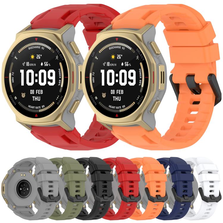 xDfind Solid Color Black Buckle Silicone Watch Band, For Amazfit T-Rex 3 Pro 44mm