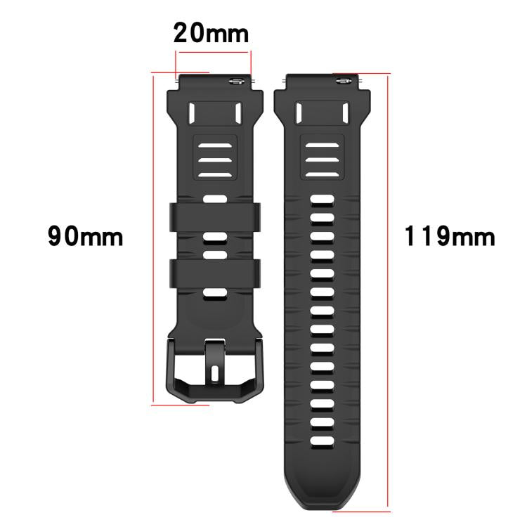 xDfind Solid Color Black Buckle Silicone Watch Band, For Amazfit T-Rex 3 Pro 44mm