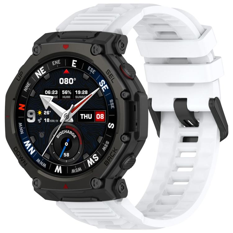 xDfind Solid Color Black Buckle Silicone Watch Band, For Amazfit T-Rex 3 Pro 48mm