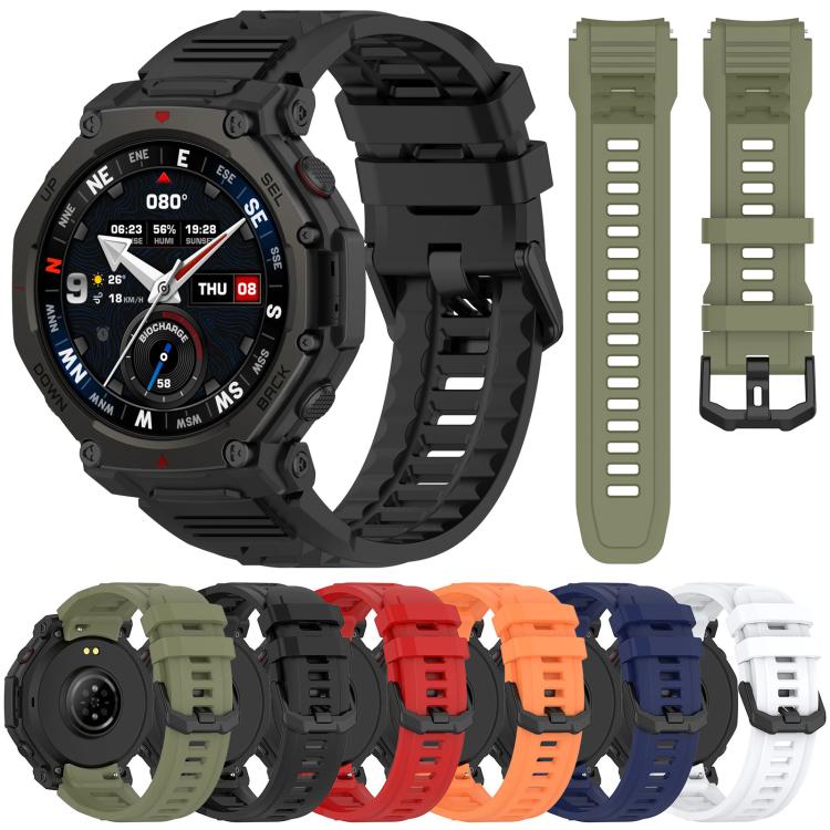 xDfind Solid Color Black Buckle Silicone Watch Band, For Amazfit T-Rex 3 Pro 48mm
