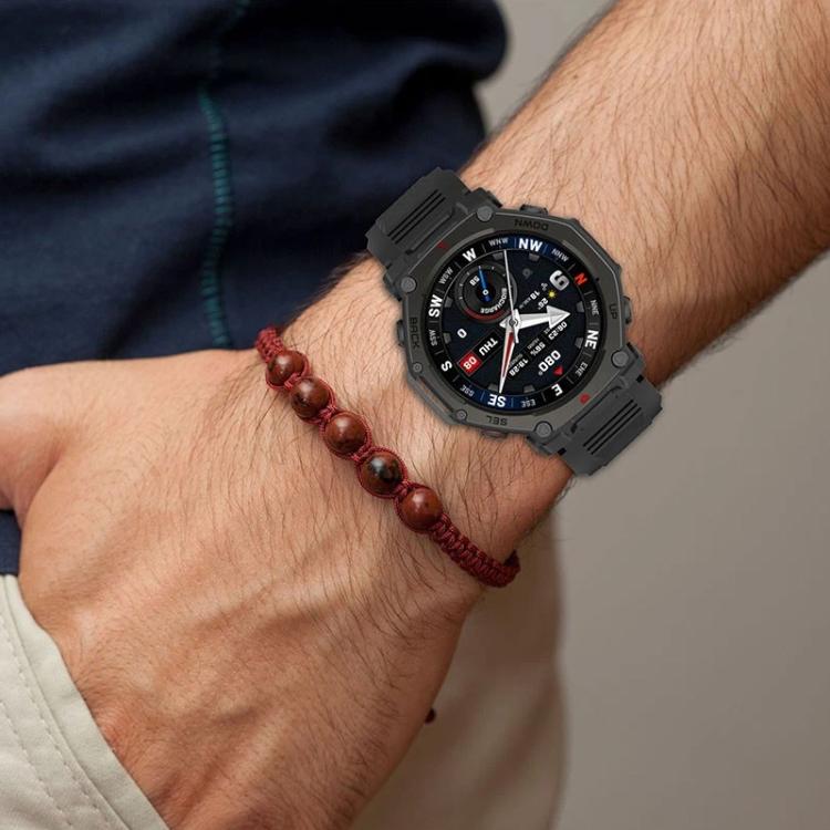 xDfind Solid Color Black Buckle Silicone Watch Band, For Amazfit T-Rex 3 Pro 48mm