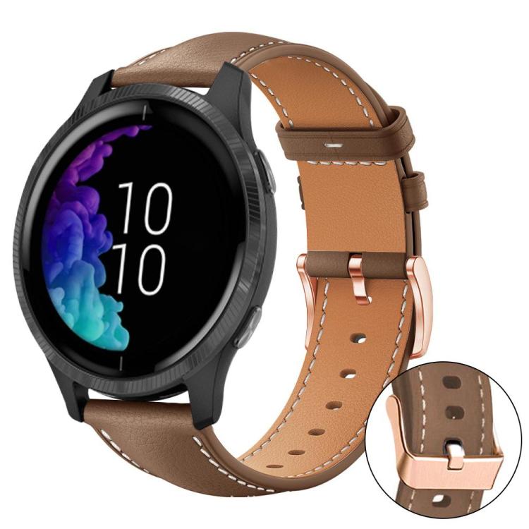 xDfind Flat Head Rose Gold Buckle Black Shark Fine Grain Vegan Leather Watch Band, 22mm