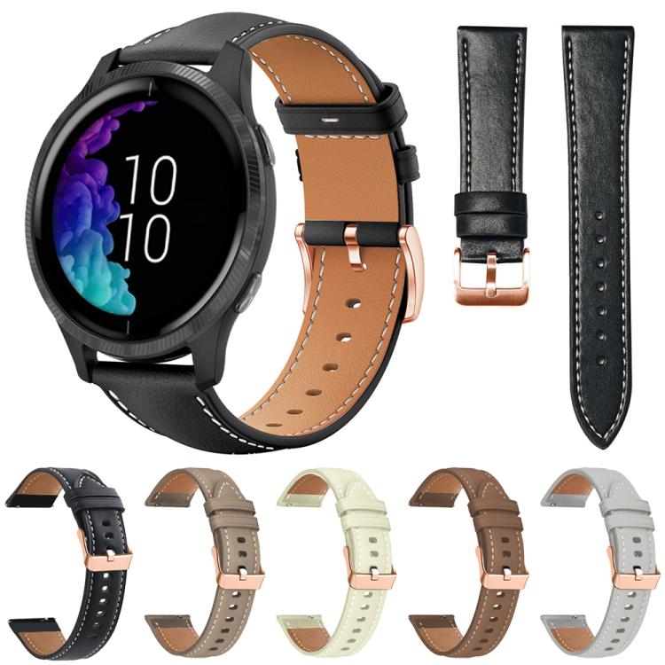 xDfind Flat Head Rose Gold Buckle Black Shark Fine Grain Vegan Leather Watch Band, 22mm