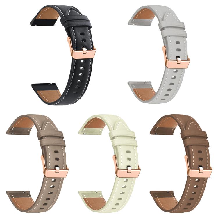 xDfind Flat Head Rose Gold Buckle Black Shark Fine Grain Vegan Leather Watch Band, 22mm