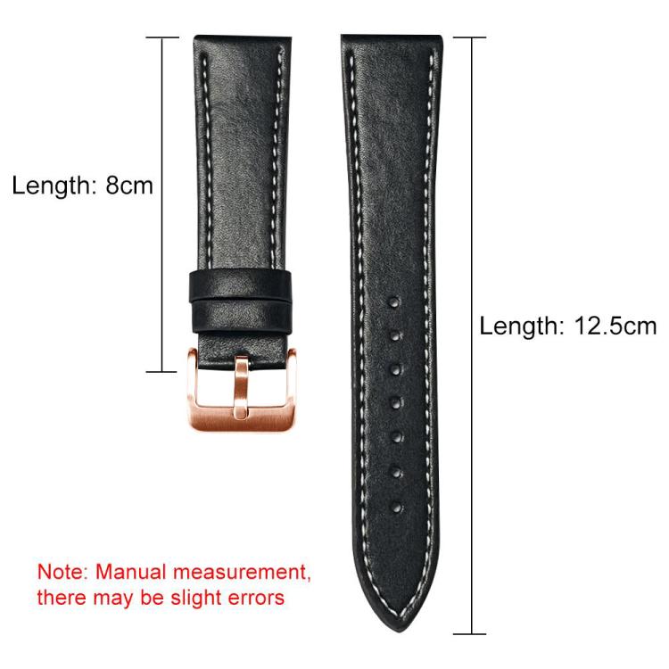 xDfind Flat Head Rose Gold Buckle Black Shark Fine Grain Vegan Leather Watch Band, 22mm