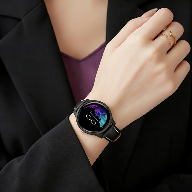 xDfind Flat Head Rose Gold Buckle Black Shark Fine Grain Vegan Leather Watch Band, 20mm