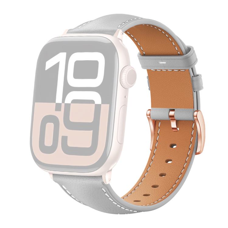 xDfind Rose Gold Buckle Black Shark Fine Grain Vegan Leather Watch Band, For Apple Watch 42 / 44 / 45 / 46 / 49mm