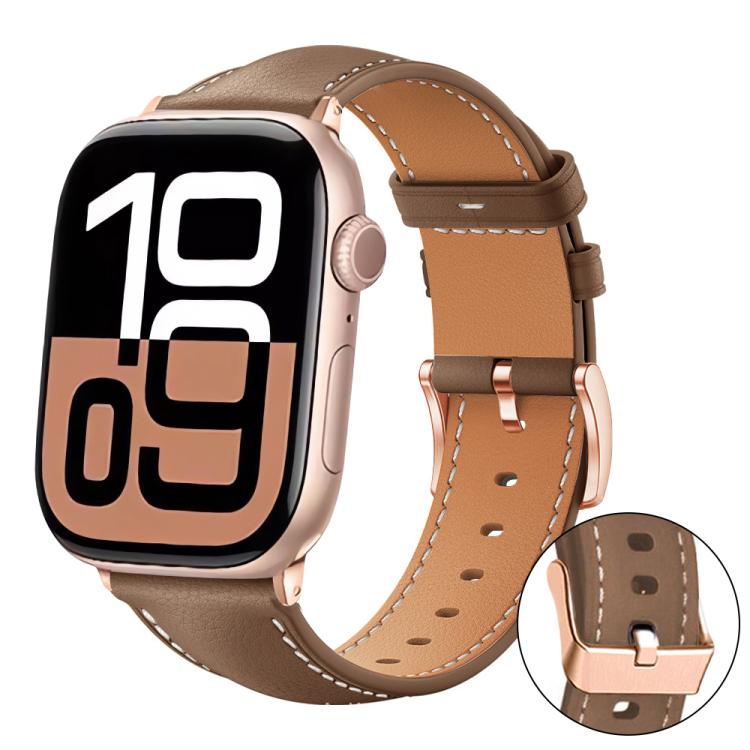 xDfind Rose Gold Buckle Black Shark Fine Grain Vegan Leather Watch Band, For Apple Watch 38 / 40 / 41 / S11 42mm