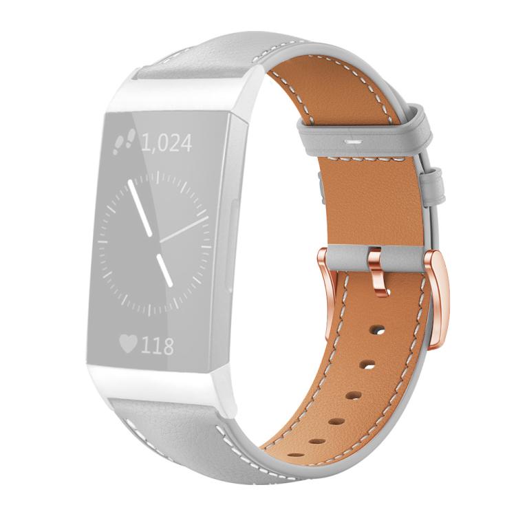 xDfind Rose Gold Buckle Black Shark Fine Grain Vegan Leather Watch Band, For Fitbit Charge 4 / 3