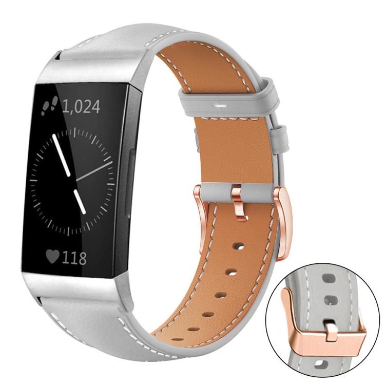 xDfind Rose Gold Buckle Black Shark Fine Grain Vegan Leather Watch Band, For Fitbit Charge 4 / 3