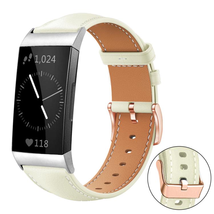 xDfind Rose Gold Buckle Black Shark Fine Grain Vegan Leather Watch Band, For Fitbit Charge 4 / 3