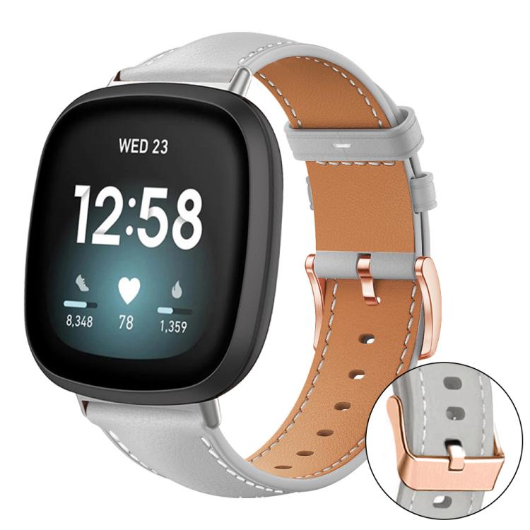 xDfind Rose Gold Buckle Black Shark Fine Grain Vegan Leather Watch Band, For Fitbit Versa 4 / 3 / Sense2 / 1