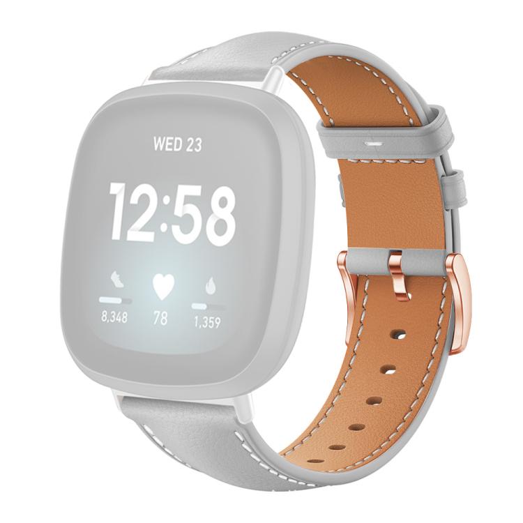 xDfind Rose Gold Buckle Black Shark Fine Grain Vegan Leather Watch Band, For Fitbit Versa 4 / 3 / Sense2 / 1