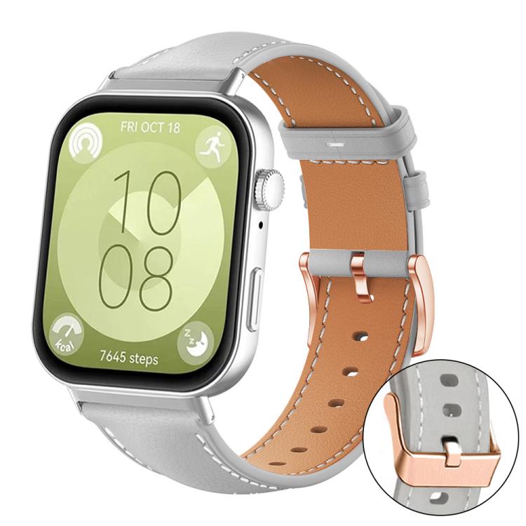 xDfind Rose Gold Buckle Black Shark Fine Grain Vegan Leather Watch Band, For Huawei Watch Fit4 Pro / Fit4 / Fit3