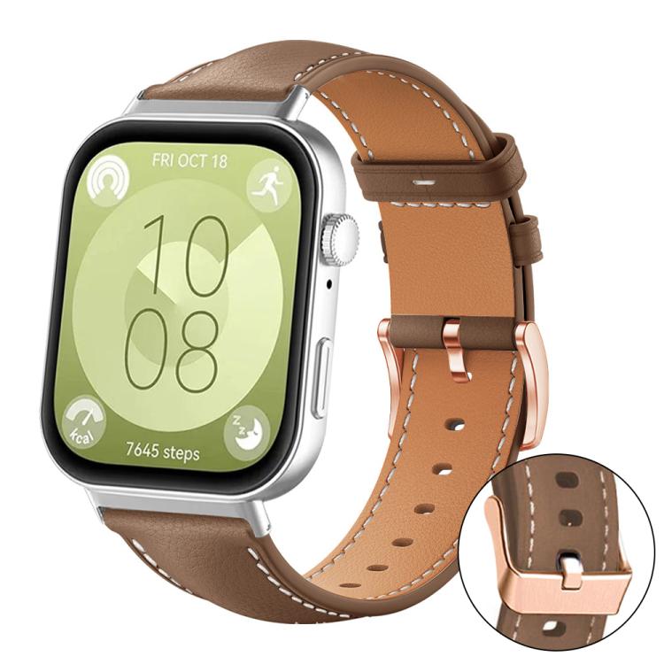 xDfind Rose Gold Buckle Black Shark Fine Grain Vegan Leather Watch Band, For Huawei Watch Fit4 Pro / Fit4 / Fit3