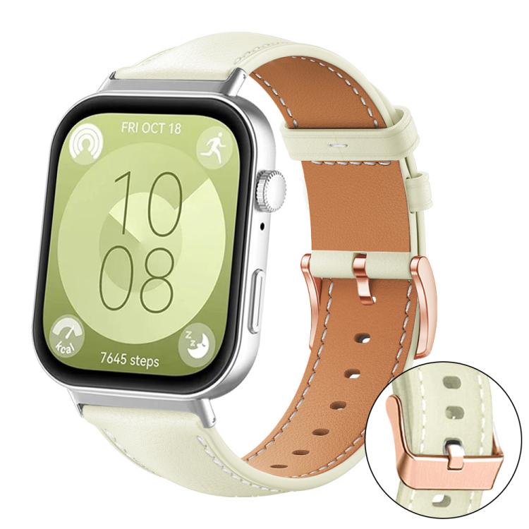 xDfind Rose Gold Buckle Black Shark Fine Grain Vegan Leather Watch Band, For Huawei Watch Fit4 Pro / Fit4 / Fit3