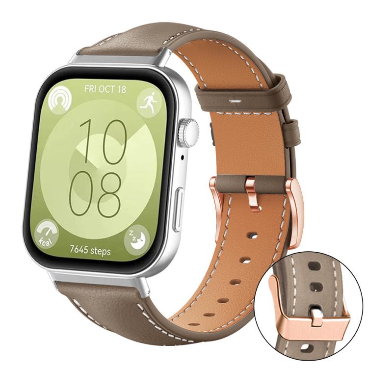 xDfind Rose Gold Buckle Black Shark Fine Grain Vegan Leather Watch Band, For Huawei Watch Fit4 Pro / Fit4 / Fit3