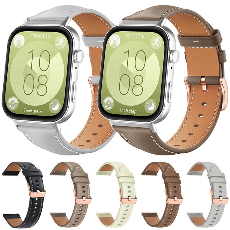 xDfind Rose Gold Buckle Black Shark Fine Grain Vegan Leather Watch Band, For Huawei Watch Fit4 Pro / Fit4 / Fit3