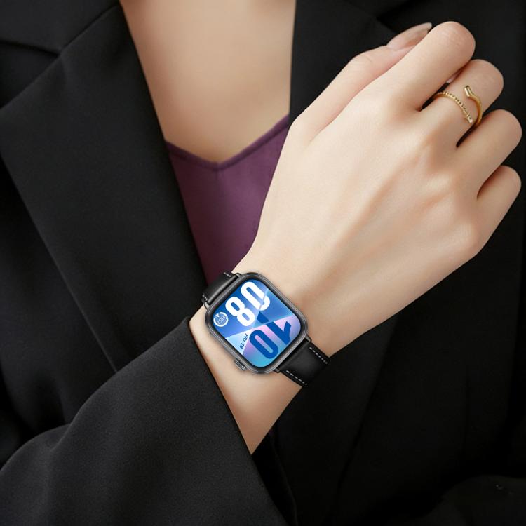 xDfind Rose Gold Buckle Black Shark Fine Grain Vegan Leather Watch Band, For Huawei Watch Fit4 Pro / Fit4 / Fit3