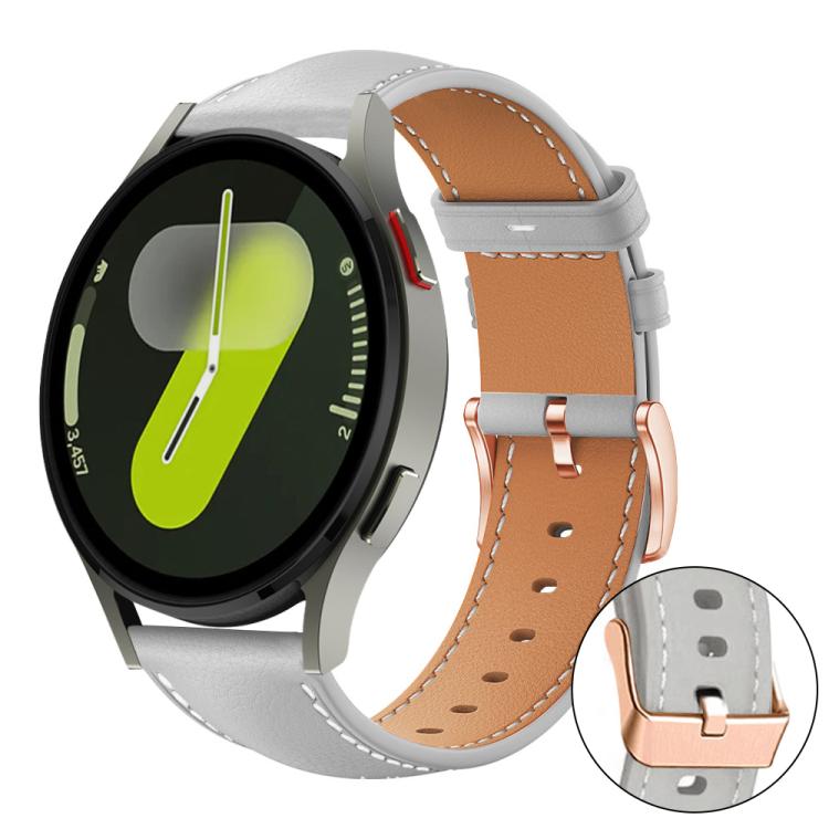 xDfind Rose Gold Buckle Black Shark Fine Grain Vegan Leather Watch Band, For Samsung Galaxy Watch7 / FE / 6 / 5 / 4