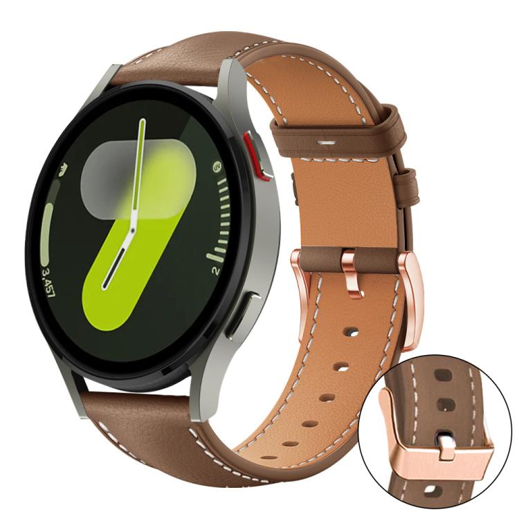 xDfind Rose Gold Buckle Black Shark Fine Grain Vegan Leather Watch Band, For Samsung Galaxy Watch7 / FE / 6 / 5 / 4