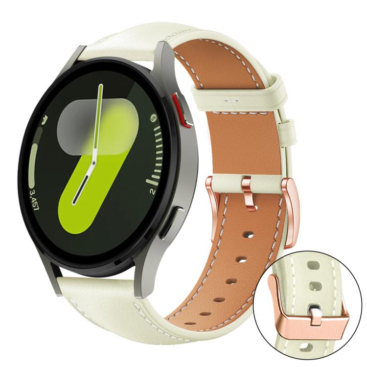 xDfind Rose Gold Buckle Black Shark Fine Grain Vegan Leather Watch Band, For Samsung Galaxy Watch7 / FE / 6 / 5 / 4