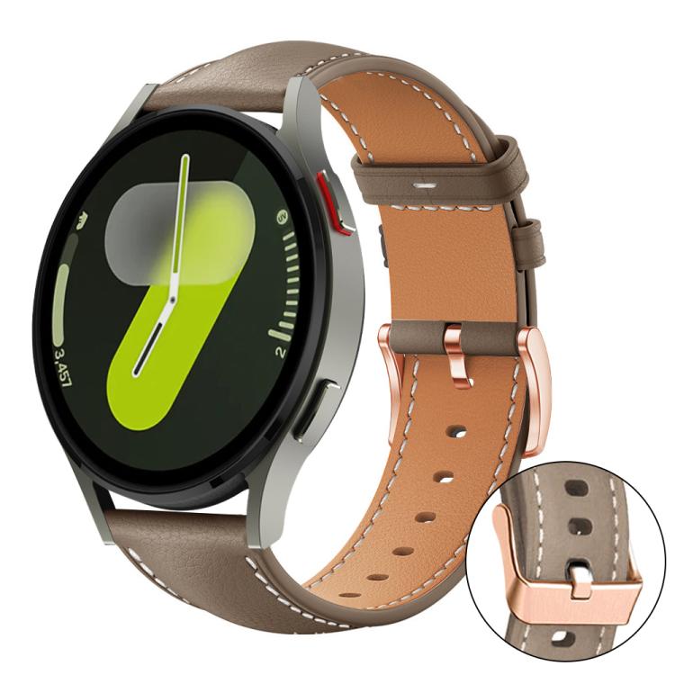 xDfind Rose Gold Buckle Black Shark Fine Grain Vegan Leather Watch Band, For Samsung Galaxy Watch7 / FE / 6 / 5 / 4