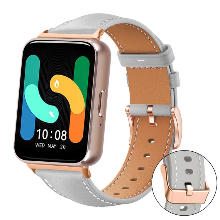 xDfind Rose Gold Buckle Black Shark Fine Grain Vegan Leather Watch Band, For Samsung Galaxy Fit3