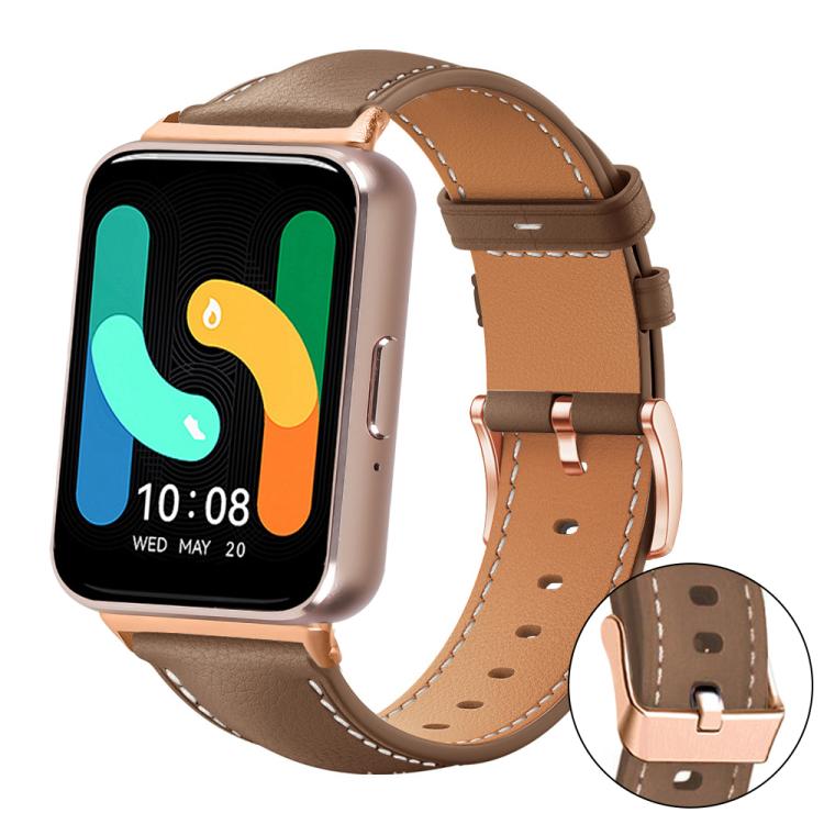 xDfind Rose Gold Buckle Black Shark Fine Grain Vegan Leather Watch Band, For Samsung Galaxy Fit3