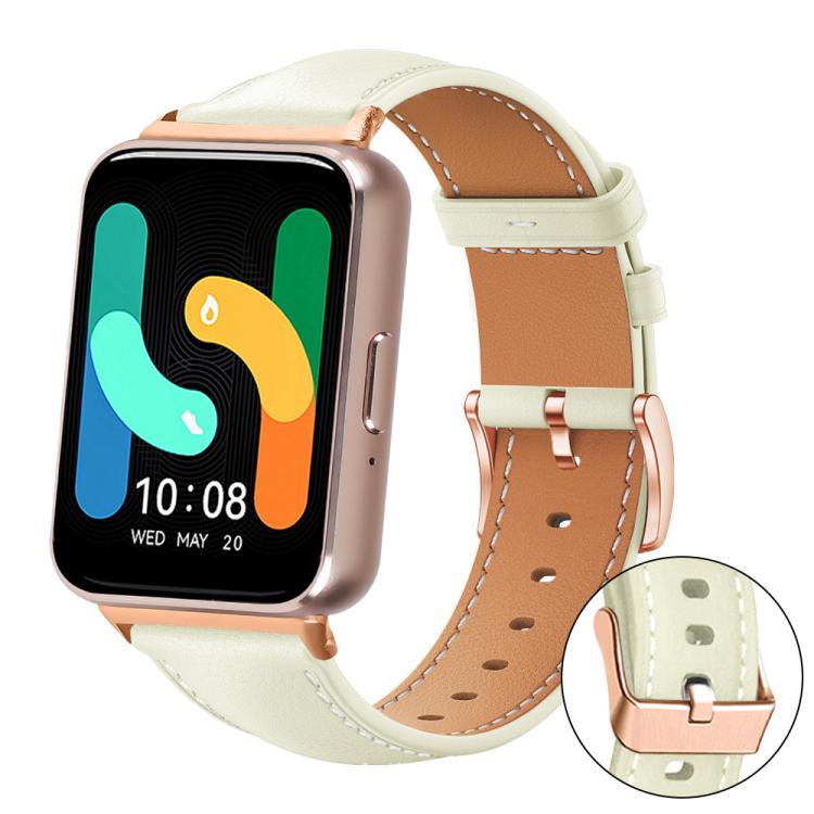 xDfind Rose Gold Buckle Black Shark Fine Grain Vegan Leather Watch Band, For Samsung Galaxy Fit3