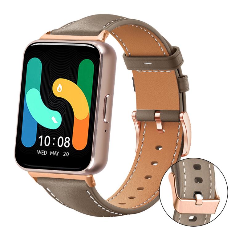 xDfind Rose Gold Buckle Black Shark Fine Grain Vegan Leather Watch Band, For Samsung Galaxy Fit3