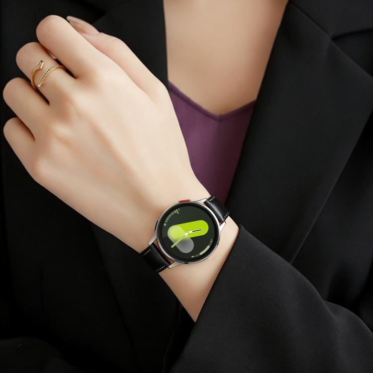 xDfind Rose Gold Buckle Black Shark Fine Grain Vegan Leather Watch Band, For Samsung Galaxy Watch7 / FE / 6 / 5 / 4