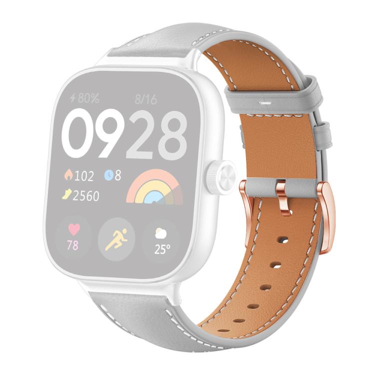 xDfind Rose Gold Buckle Black Shark Fine Grain Vegan Leather Watch Band, For Xiaomi Band 9 Pro/8 Pro/Redmi Watch 6/5/4