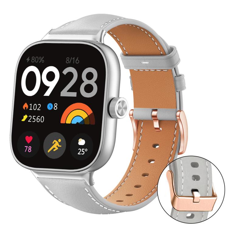 xDfind Rose Gold Buckle Black Shark Fine Grain Vegan Leather Watch Band, For Xiaomi Band 9 Pro/8 Pro/Redmi Watch 6/5/4