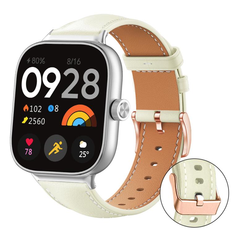 xDfind Rose Gold Buckle Black Shark Fine Grain Vegan Leather Watch Band, For Xiaomi Band 9 Pro/8 Pro/Redmi Watch 6/5/4