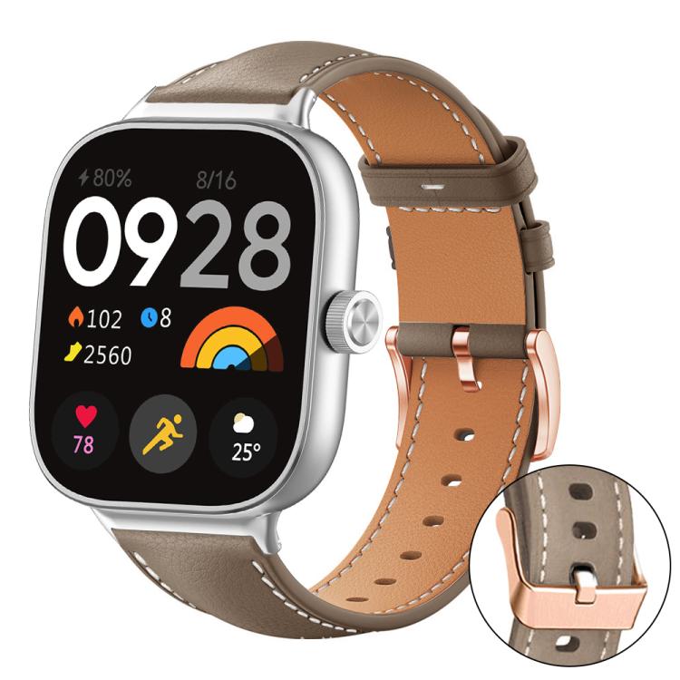 xDfind Rose Gold Buckle Black Shark Fine Grain Vegan Leather Watch Band, For Xiaomi Band 9 Pro/8 Pro/Redmi Watch 6/5/4