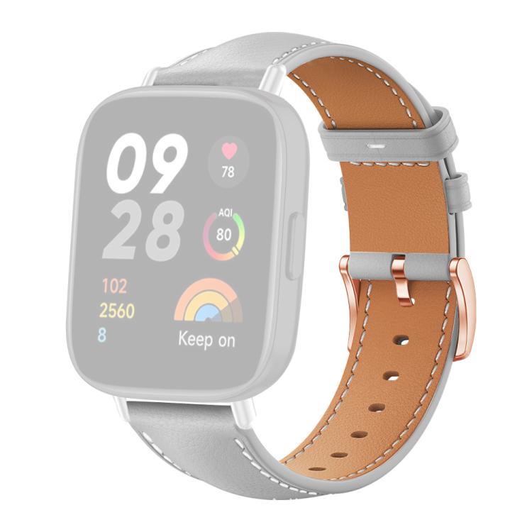 xDfind Rose Gold Buckle Black Shark Fine Grain Vegan Leather Watch Band, For Redmi Watch 3