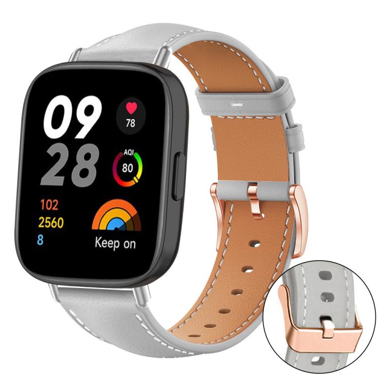 xDfind Rose Gold Buckle Black Shark Fine Grain Vegan Leather Watch Band, For Redmi Watch 3