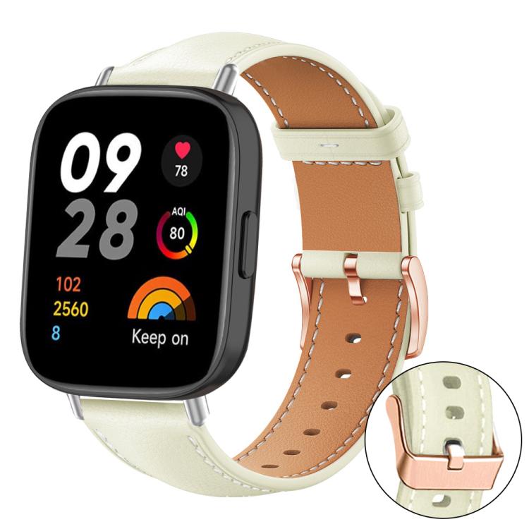 xDfind Rose Gold Buckle Black Shark Fine Grain Vegan Leather Watch Band, For Redmi Watch 3