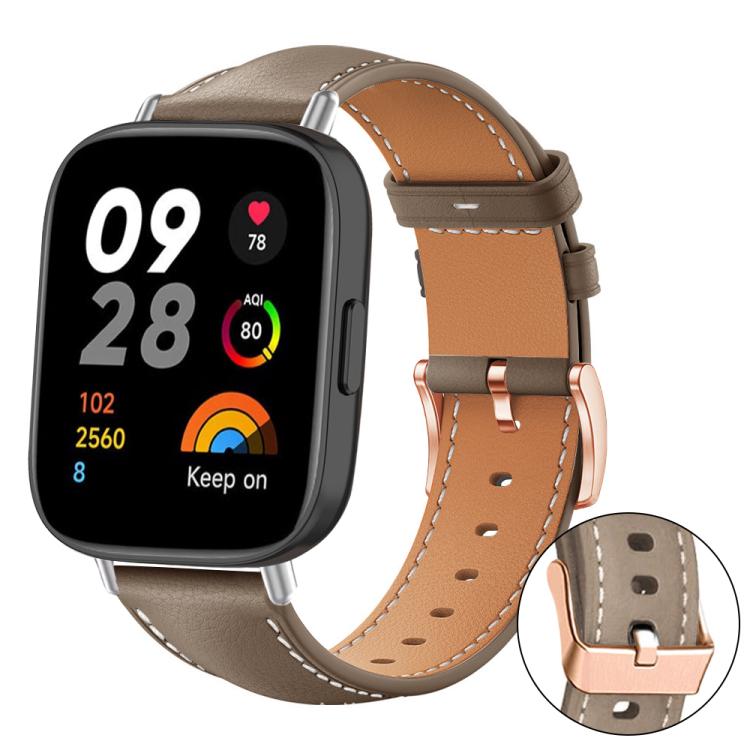 xDfind Rose Gold Buckle Black Shark Fine Grain Vegan Leather Watch Band, For Redmi Watch 3