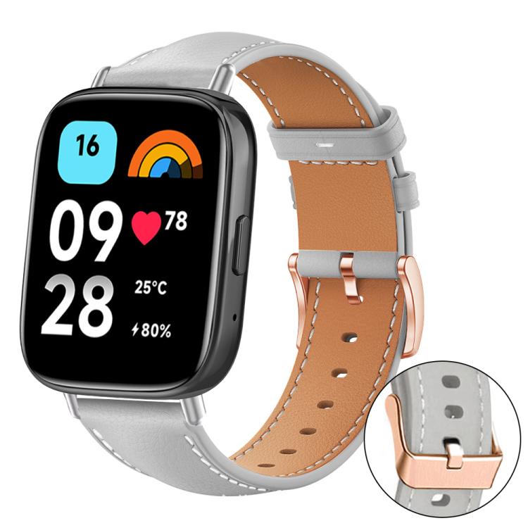 xDfind Rose Gold Buckle Black Shark Fine Grain Vegan Leather Watch Band, For Redmi Watch 3 Active / Watch 3 Lite