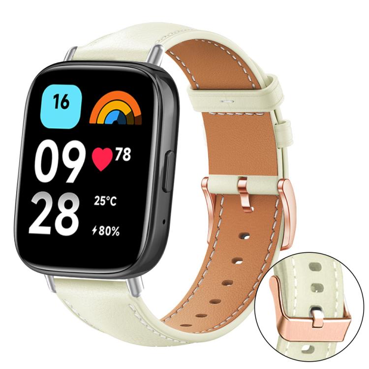 xDfind Rose Gold Buckle Black Shark Fine Grain Vegan Leather Watch Band, For Redmi Watch 3 Active / Watch 3 Lite