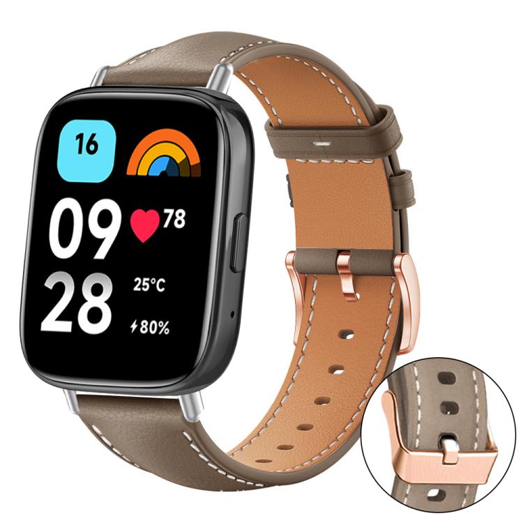 xDfind Rose Gold Buckle Black Shark Fine Grain Vegan Leather Watch Band, For Redmi Watch 3 Active / Watch 3 Lite