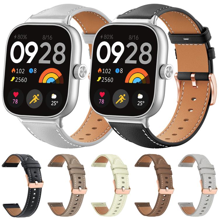 xDfind Rose Gold Buckle Black Shark Fine Grain Vegan Leather Watch Band, For Redmi Watch 3 Active / Watch 3 Lite