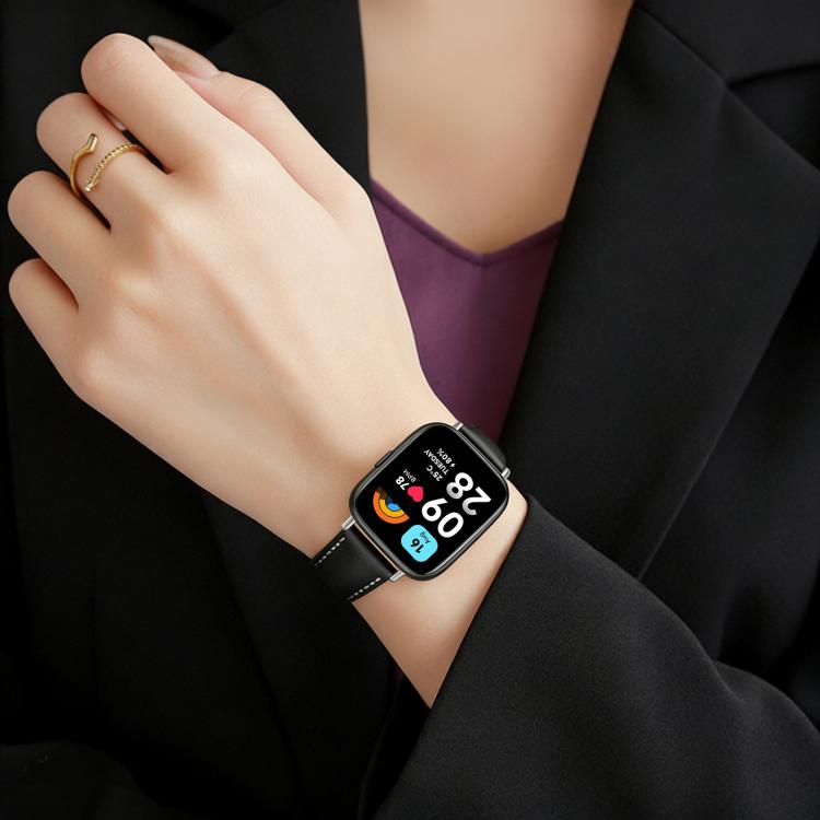 xDfind Rose Gold Buckle Black Shark Fine Grain Vegan Leather Watch Band, For Redmi Watch 3 Active / Watch 3 Lite