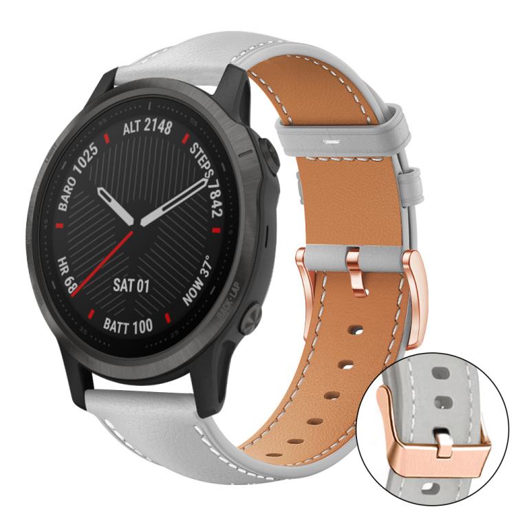 xDfind Rose Gold Buckle Black Shark Fine Grain Vegan Leather Watch Band, For Garmin Fenix 8/7S/6S/5S 20mm