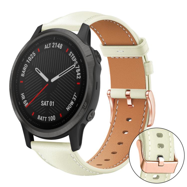 xDfind Rose Gold Buckle Black Shark Fine Grain Vegan Leather Watch Band, For Garmin Fenix 8/7S/6S/5S 20mm